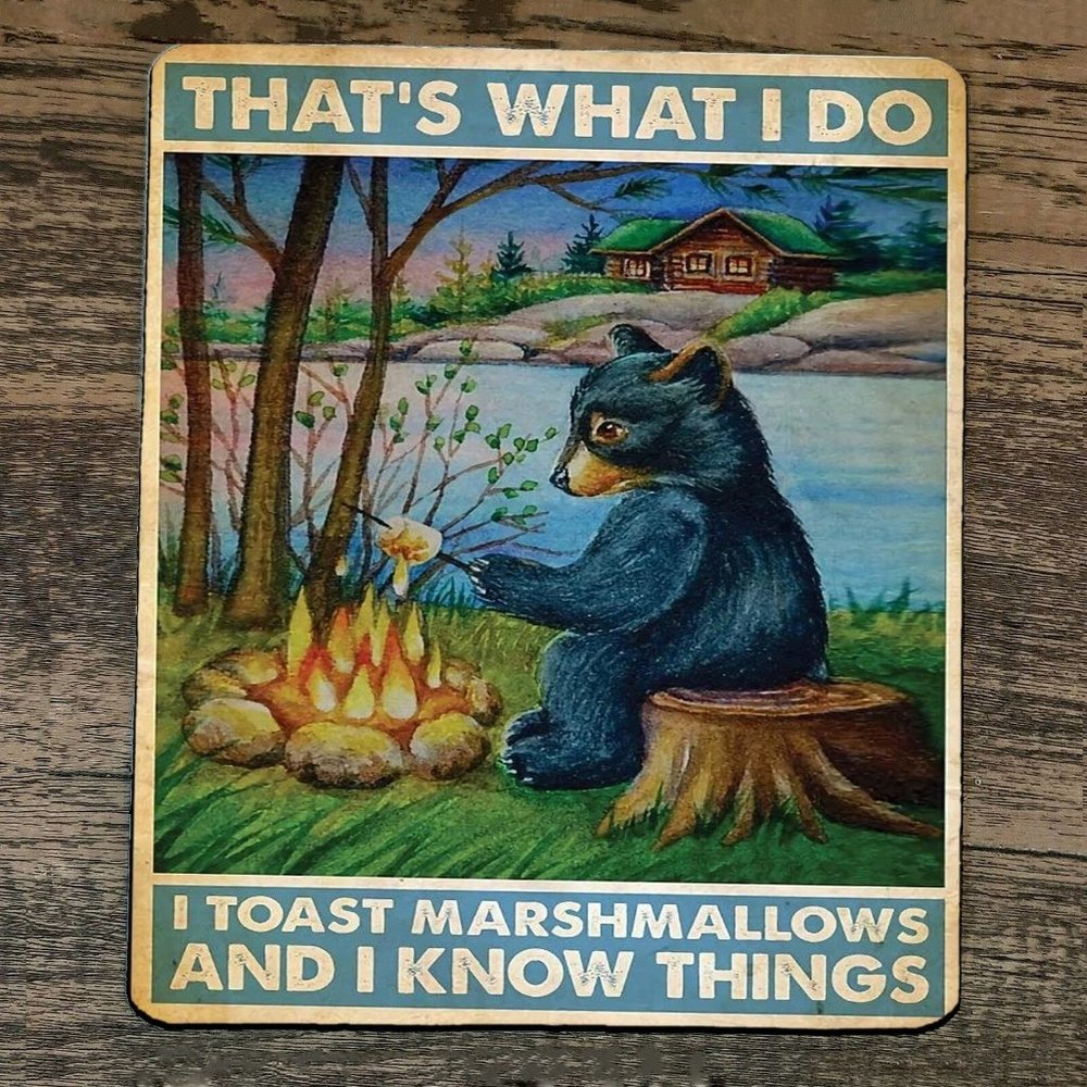 Mouse Pad Thats What I Do Toast Marshmallows and Know Things Black Bear Cub